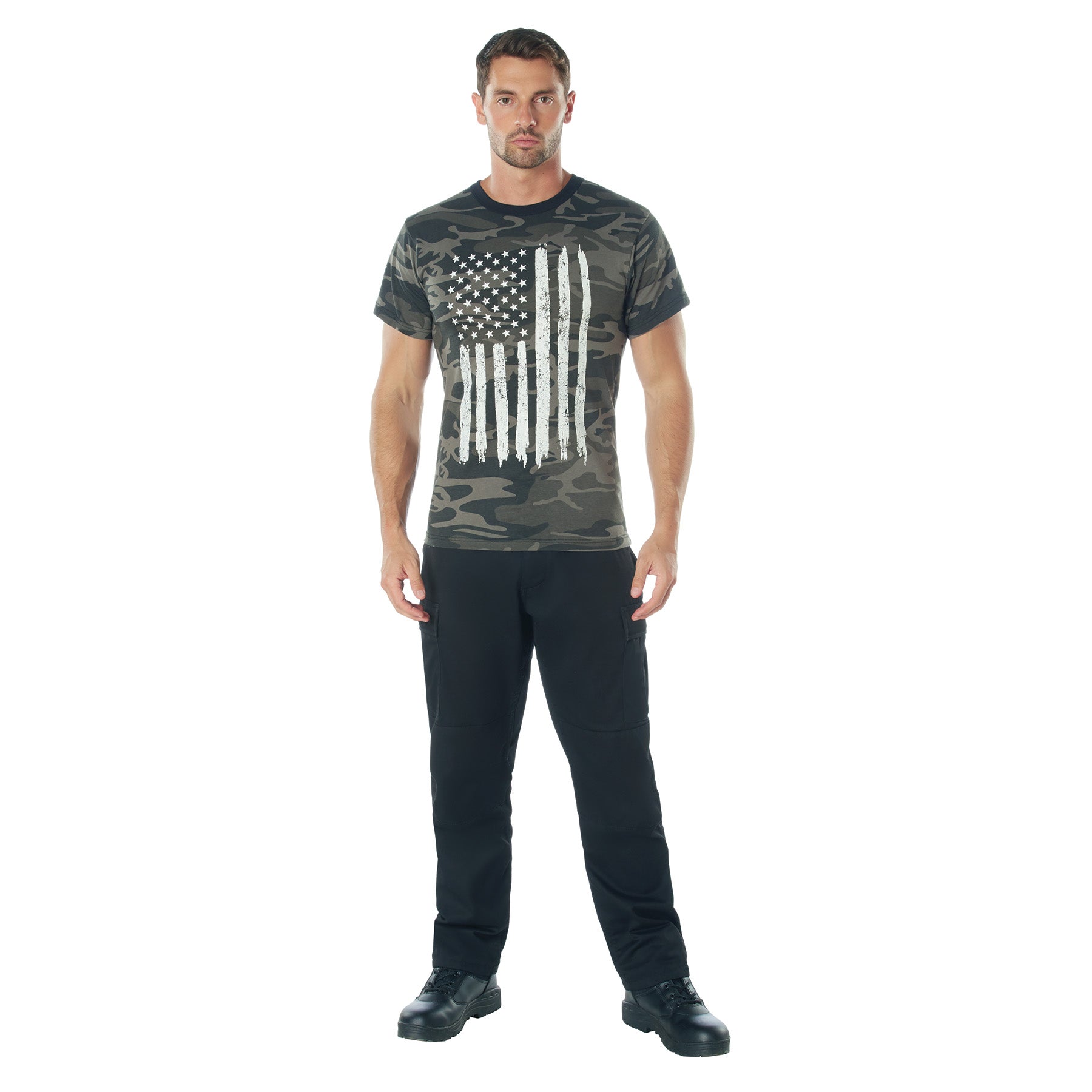 Camo Poly/Cotton US Flag Athletic Fit T-Shirts