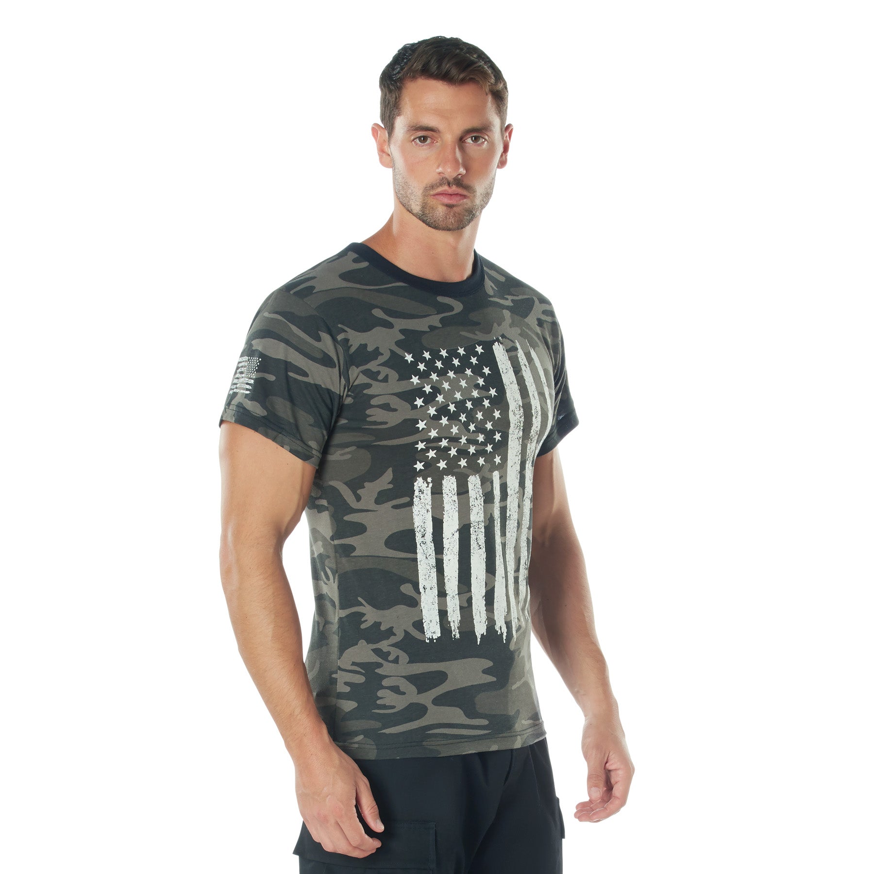 Camo Poly/Cotton US Flag Athletic Fit T-Shirts