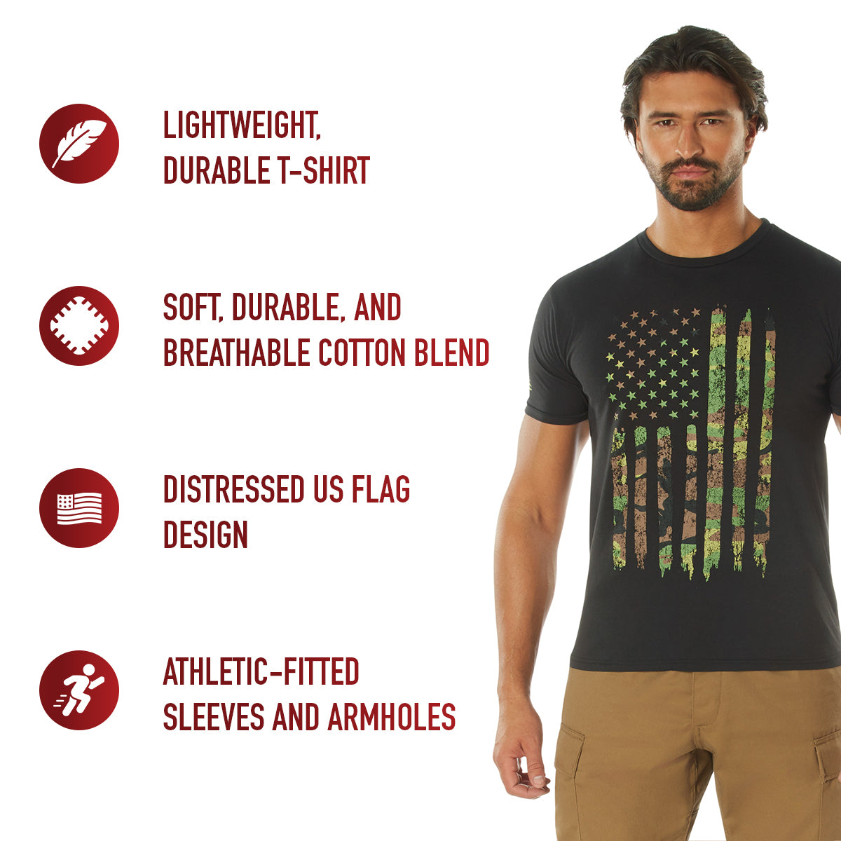 Poly/Cotton US Flag Athletic Fit T-Shirts