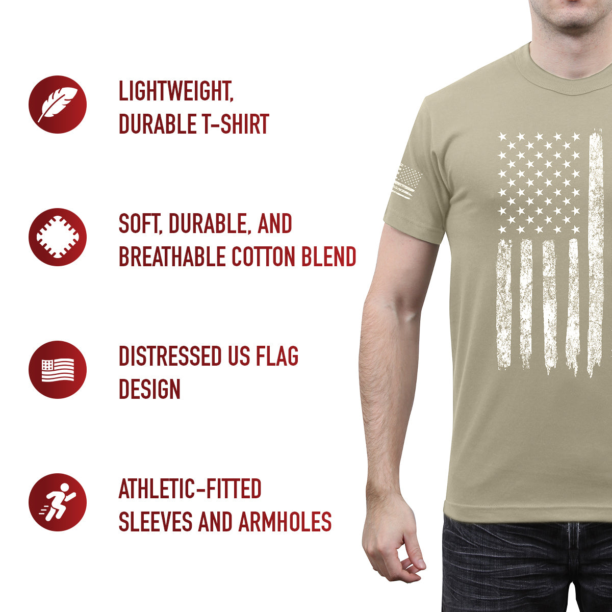 Poly/Cotton US Flag Athletic Fit T-Shirts
