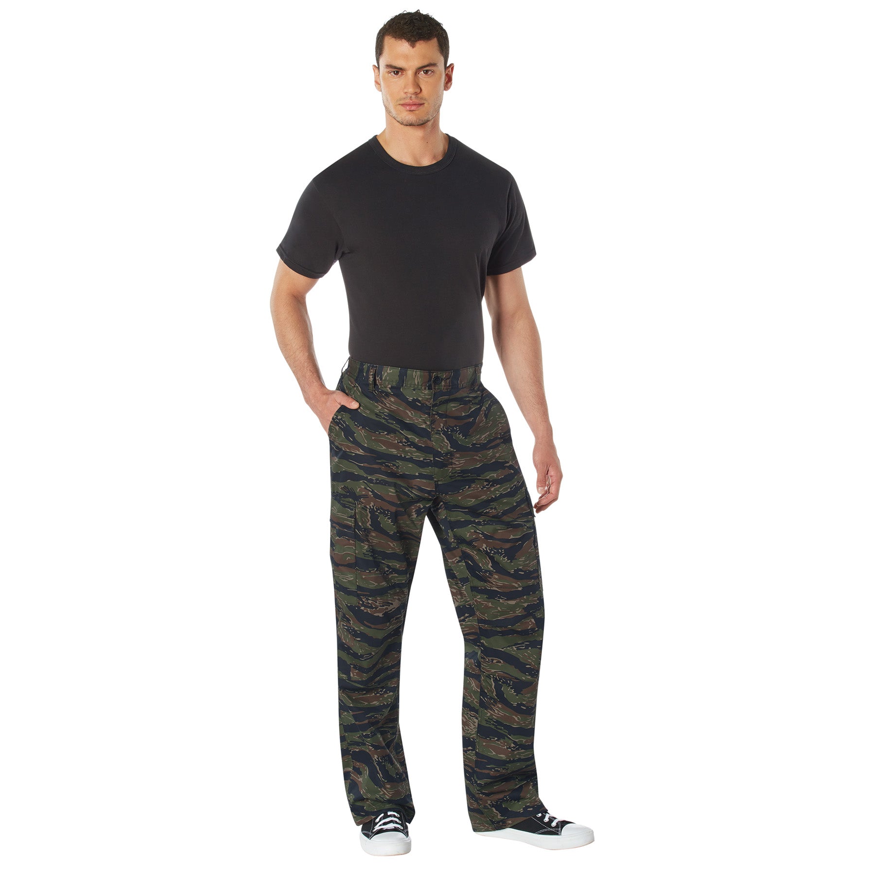 [Relaxed Fit Zipper Fly] Camo Poly/Cotton Tactical BDU Pants Tiger Stripe Camo