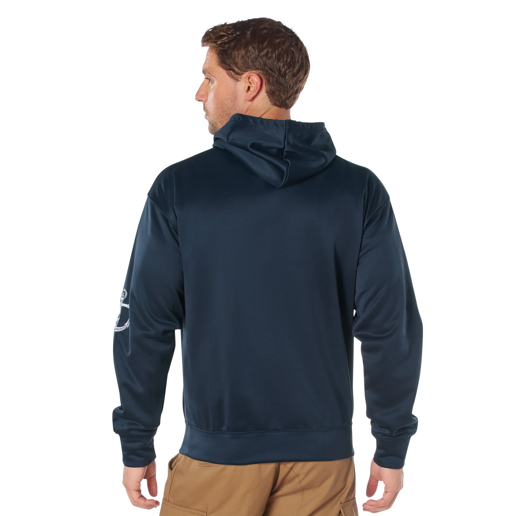 Poly Military Navy Embroidered Hooded Sweatshirts