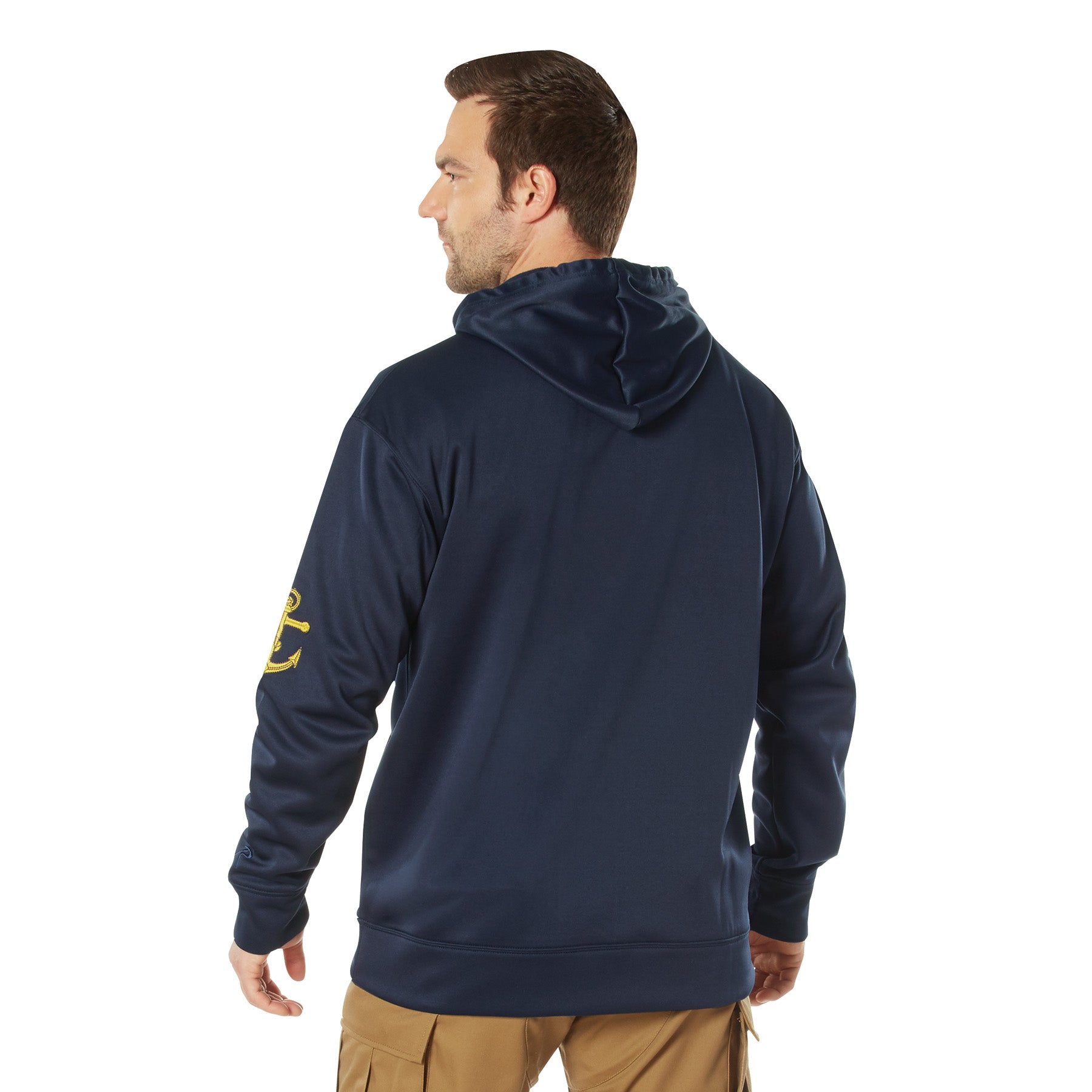 Poly Military Navy Emblem Embroidered Hooded Sweatshirts