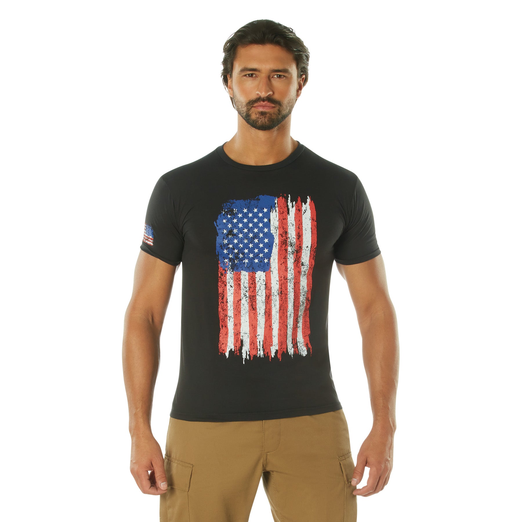 Poly/Cotton US Flag Athletic Fit T-Shirts Red-White-Blue