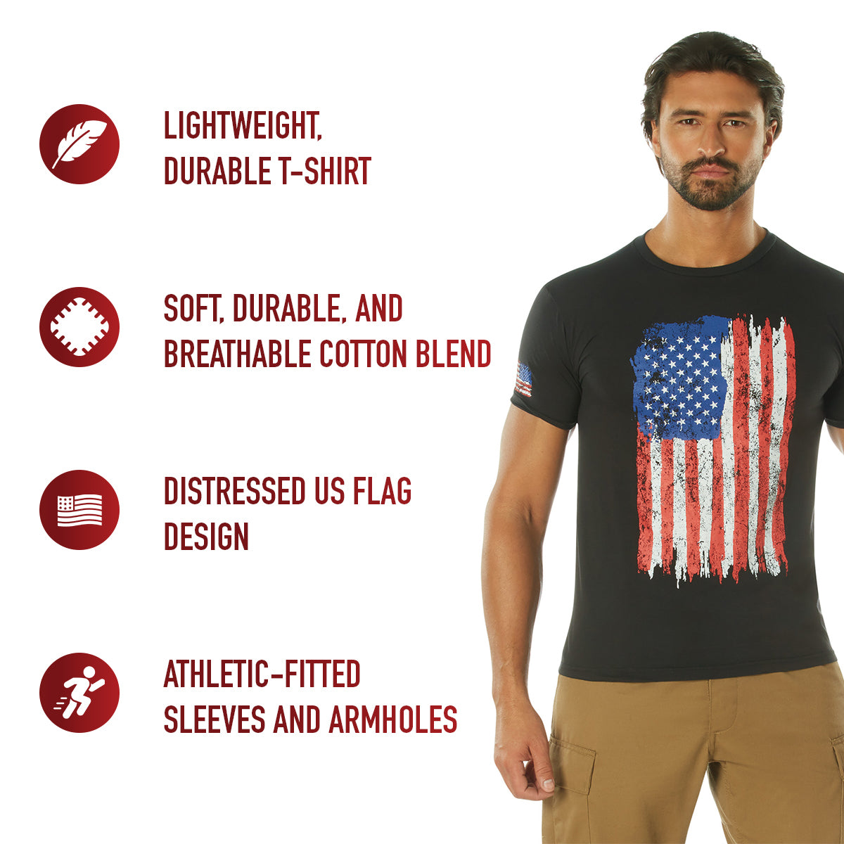 Poly/Cotton US Flag Athletic Fit T-Shirts