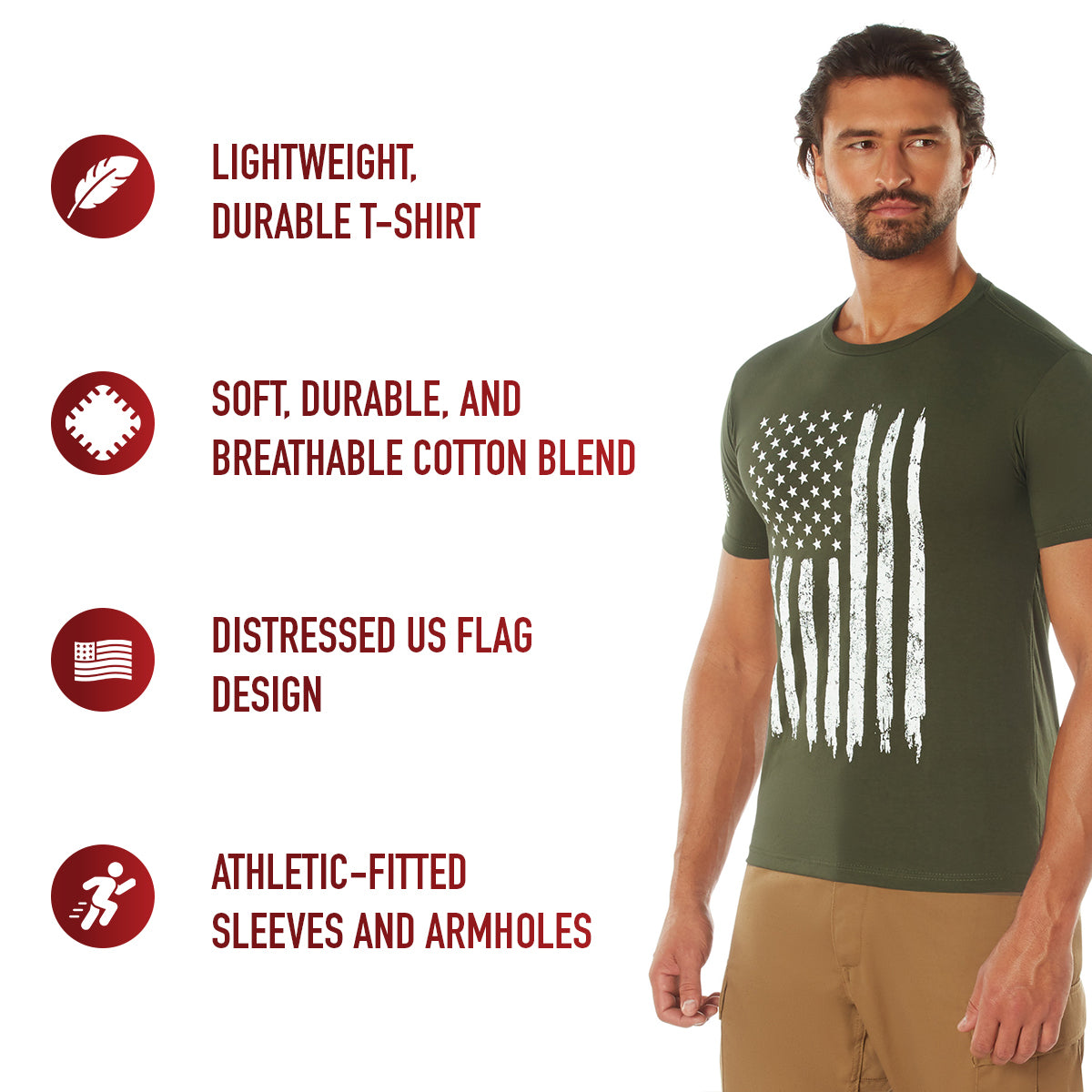 Poly/Cotton US Flag Athletic Fit T-Shirts