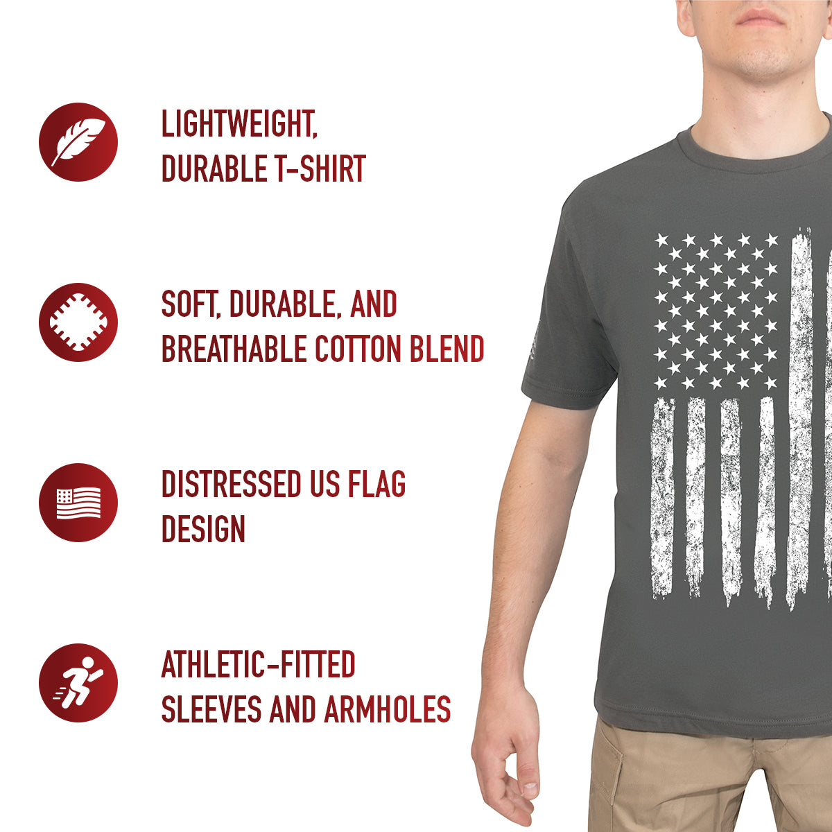 Poly/Cotton US Flag Athletic Fit T-Shirts