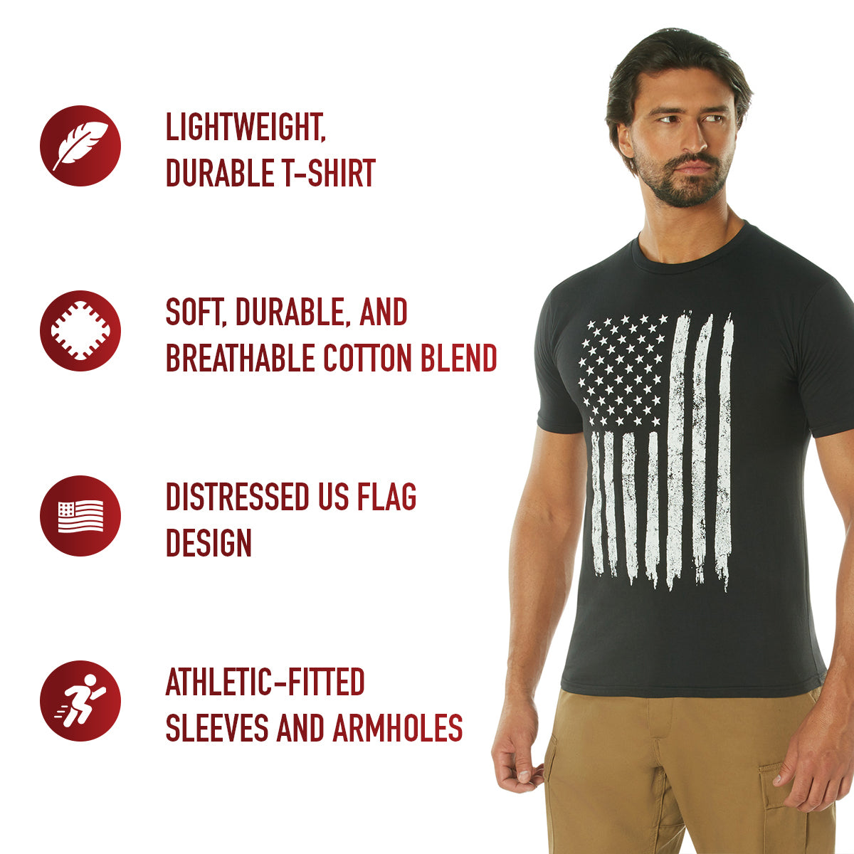 Poly/Cotton US Flag Athletic Fit T-Shirts