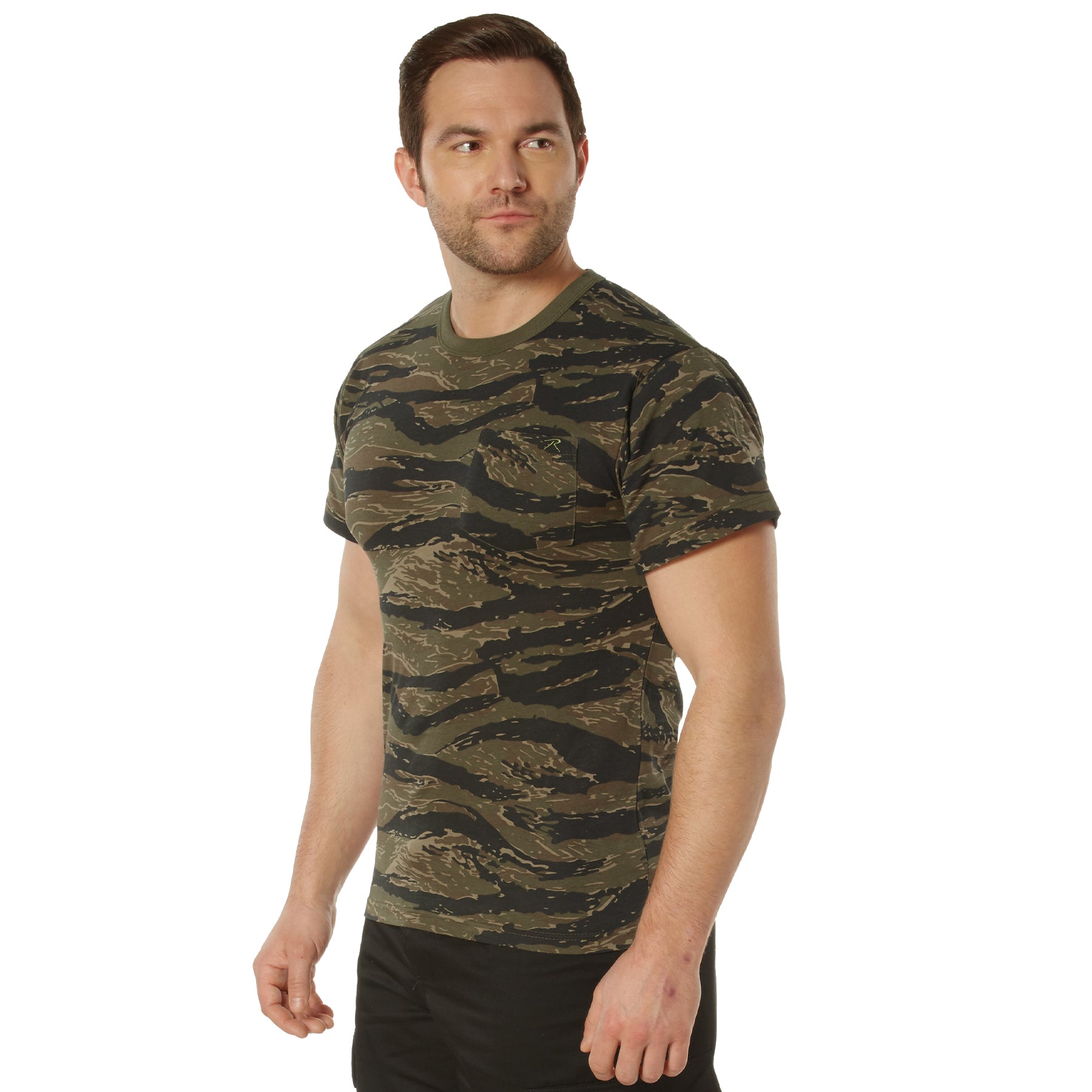 Camo Poly/Cotton Pocket T-Shirts Tiger Stripe Camo