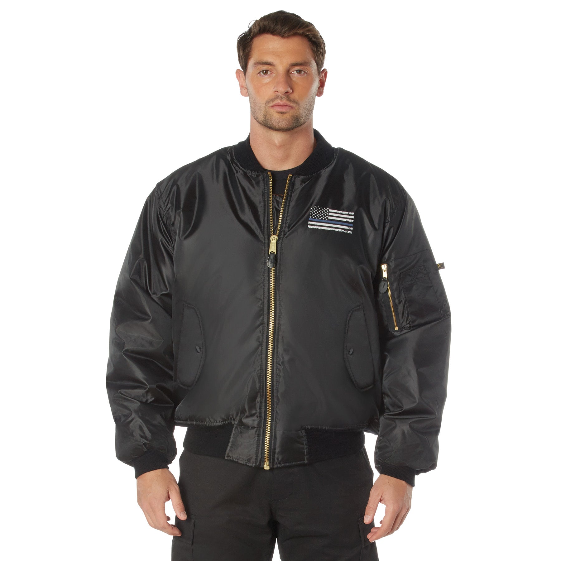 Nylon MA-1 Thin Blue Line Flight Jackets Police Blue Line - Black