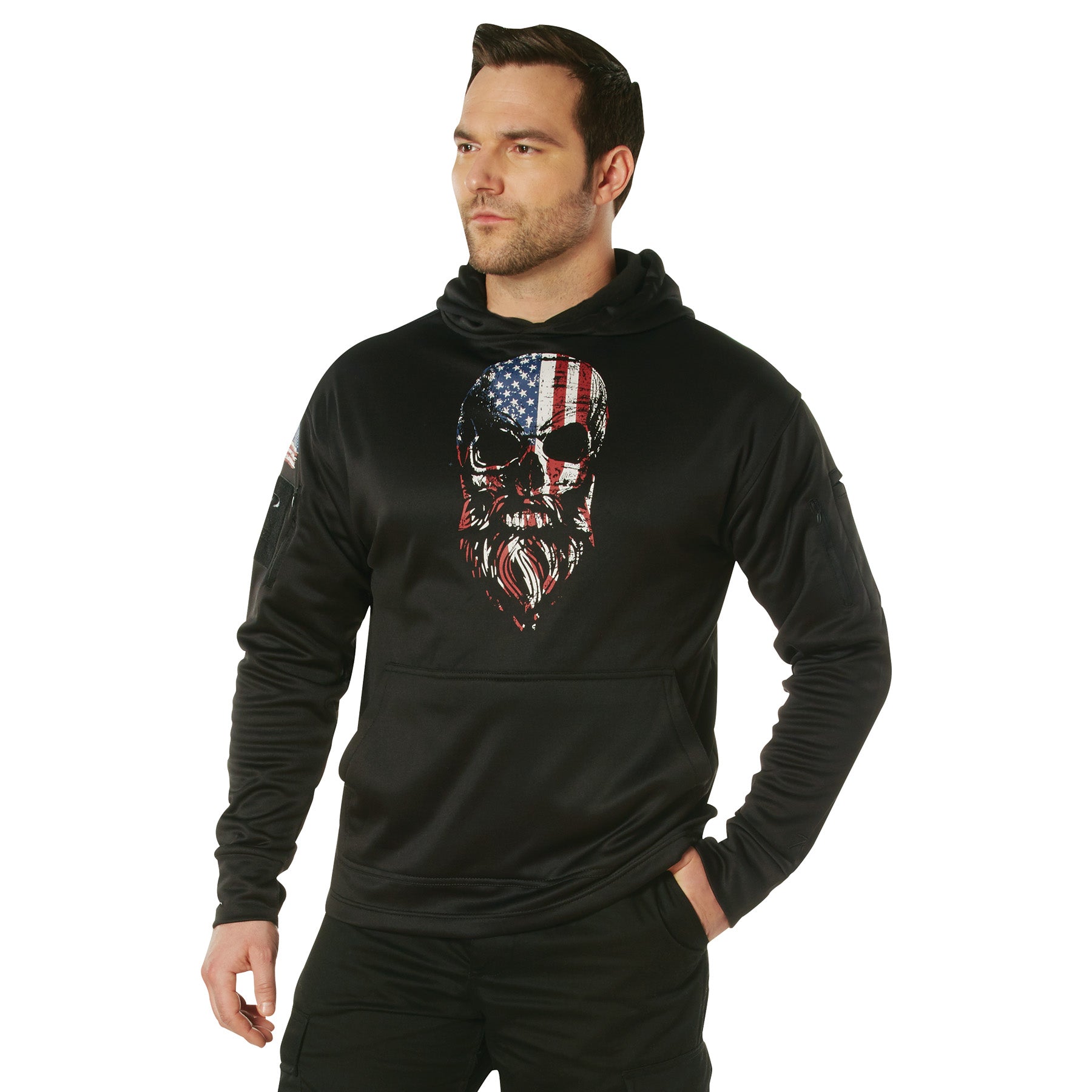 Poly US Flag / Bearded Skull Concealed Carry Hooded Sweatshirts