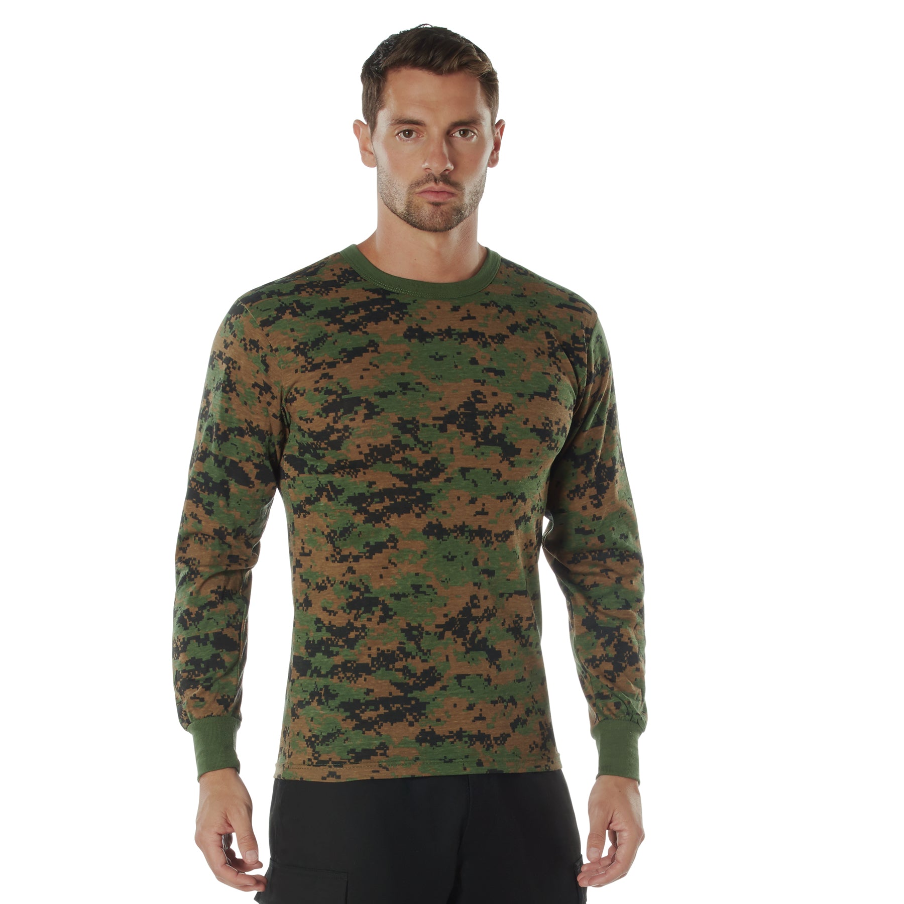 Digital Camo Poly/Cotton Long Sleeve Shirts Woodland Digital Camo