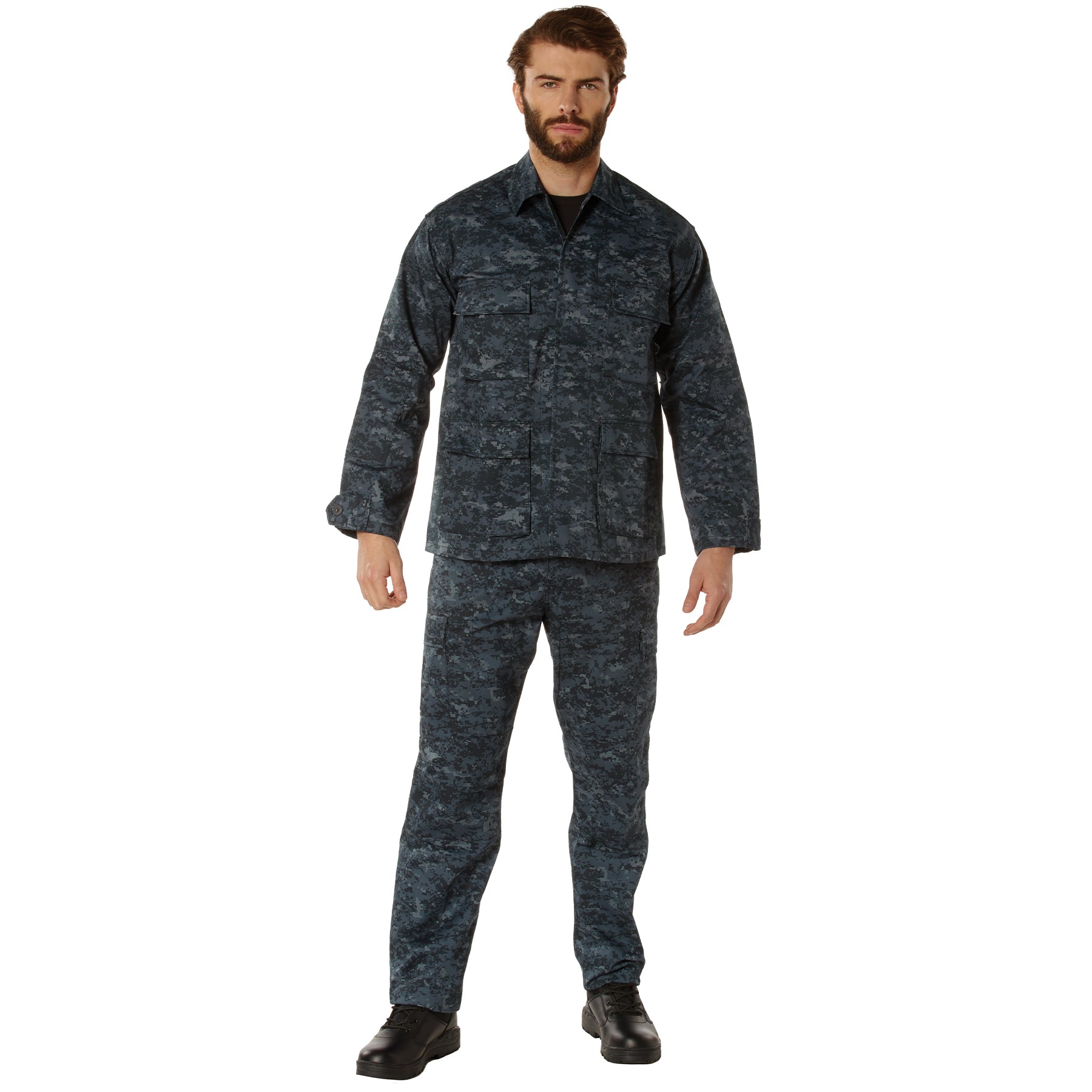 Digital Camo Poly/Cotton Tactical BDU Shirts Midnight Blue Digital Camo