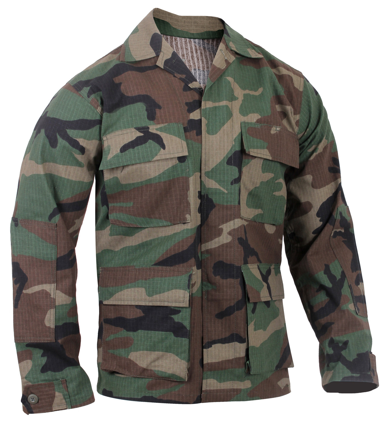 Camo Cotton Rip-Stop Tactical BDU Shirts Woodland Camo