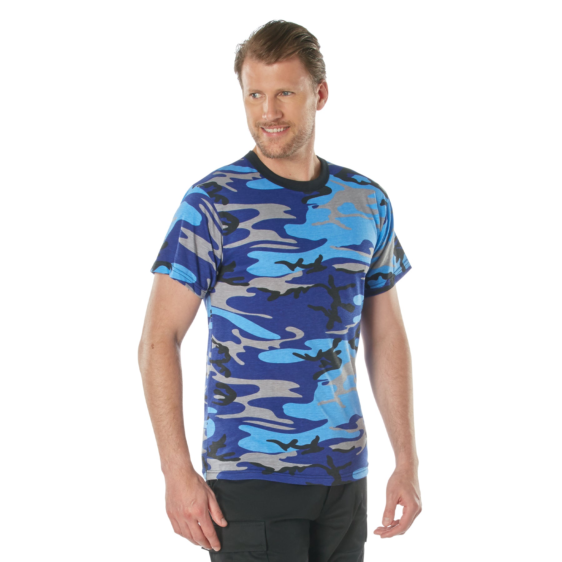 Camo Poly/Cotton T-Shirts Electric Blue Camo