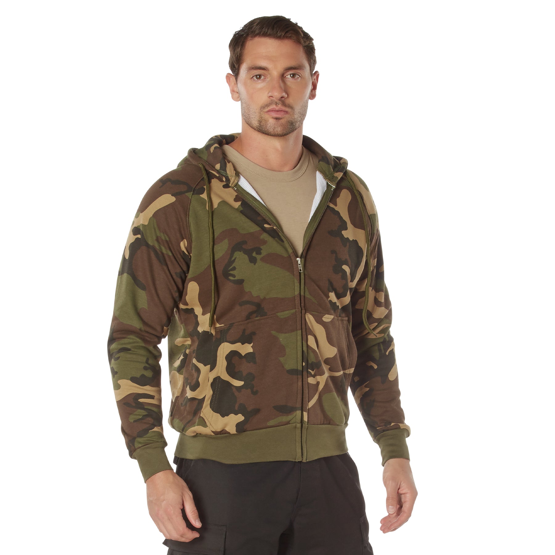 Poly/Cotton Camo Thermal-Lined Zipper Hooded Sweatshirts