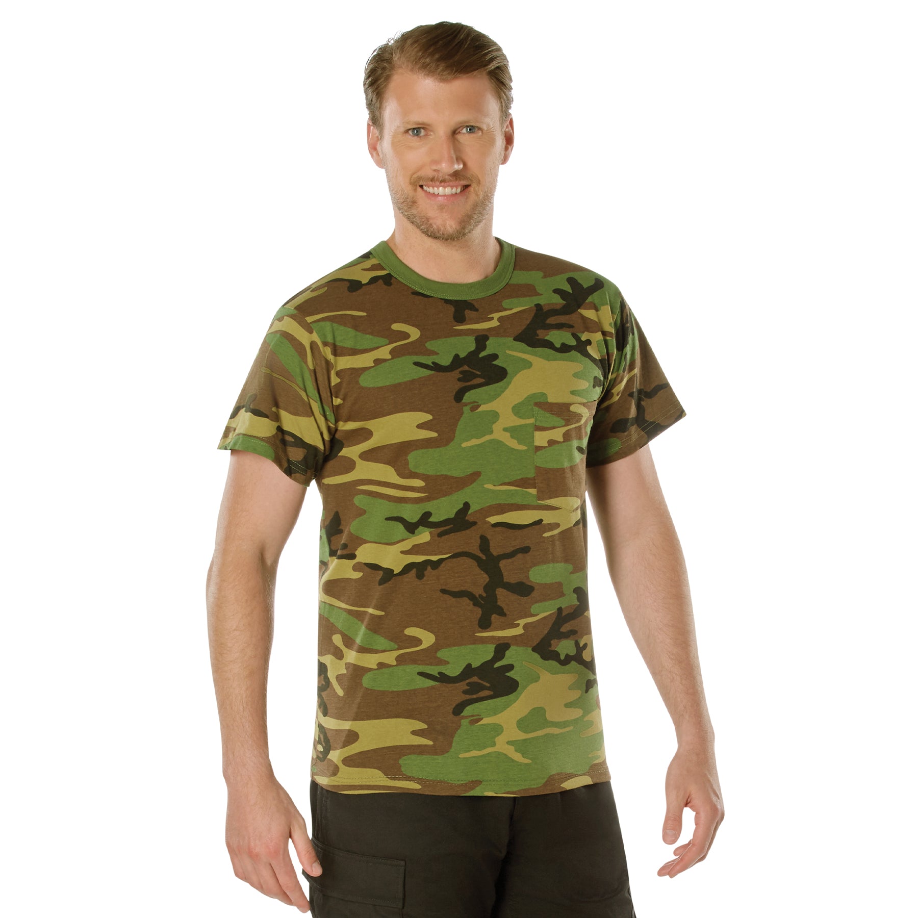 Camo Poly/Cotton Pocket T-Shirts Woodland Camo