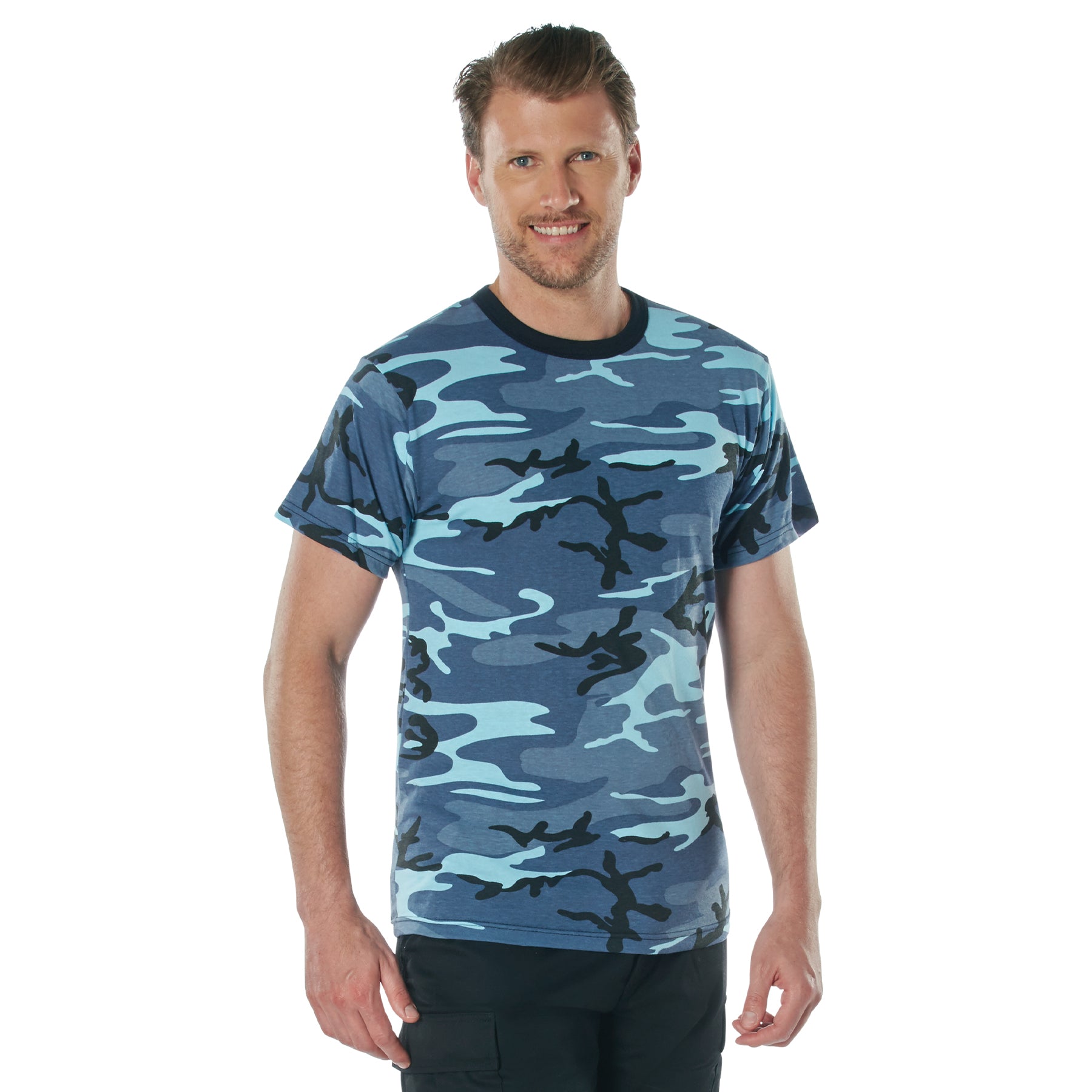 Camo Poly/Cotton T-Shirts Sky Blue Camo