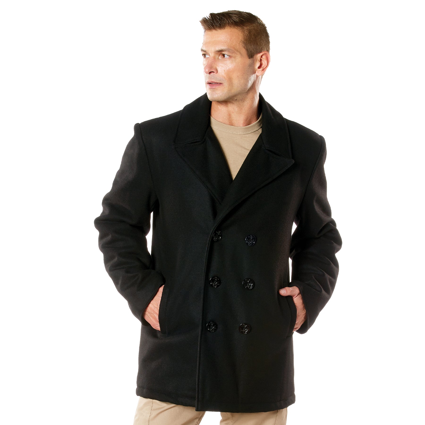 Wool US Naval Heritage Peacoats Black