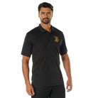 Poly Moisture Wicking Embroidered USMC Eagle, Globe, & Anchor Polo T-Shirts Black