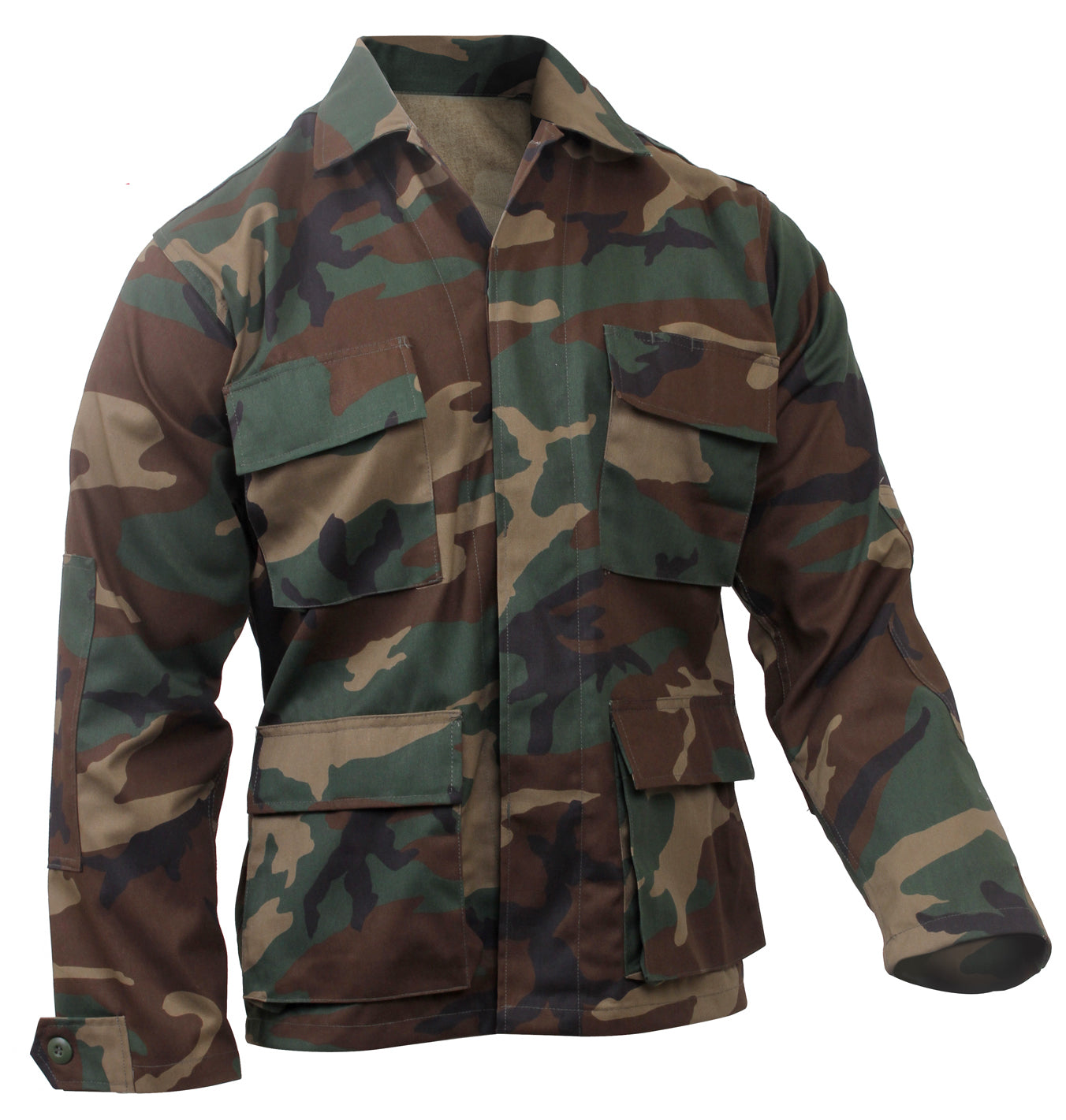 Camo Poly/Cotton Tactical BDU Shirts Woodland Camo
