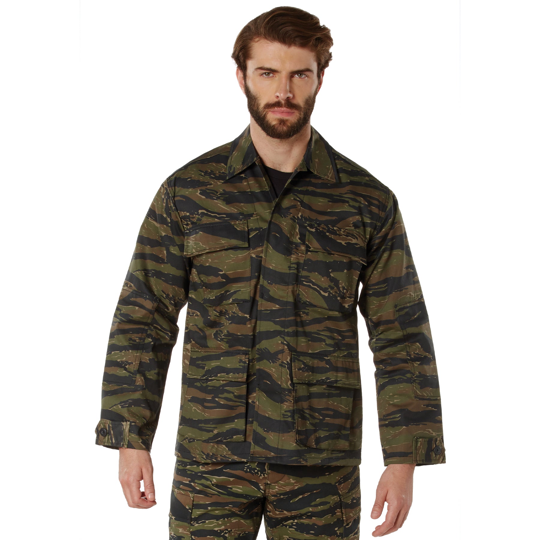 Camo Poly/Cotton Tactical BDU Shirts Tiger Stripe Camo