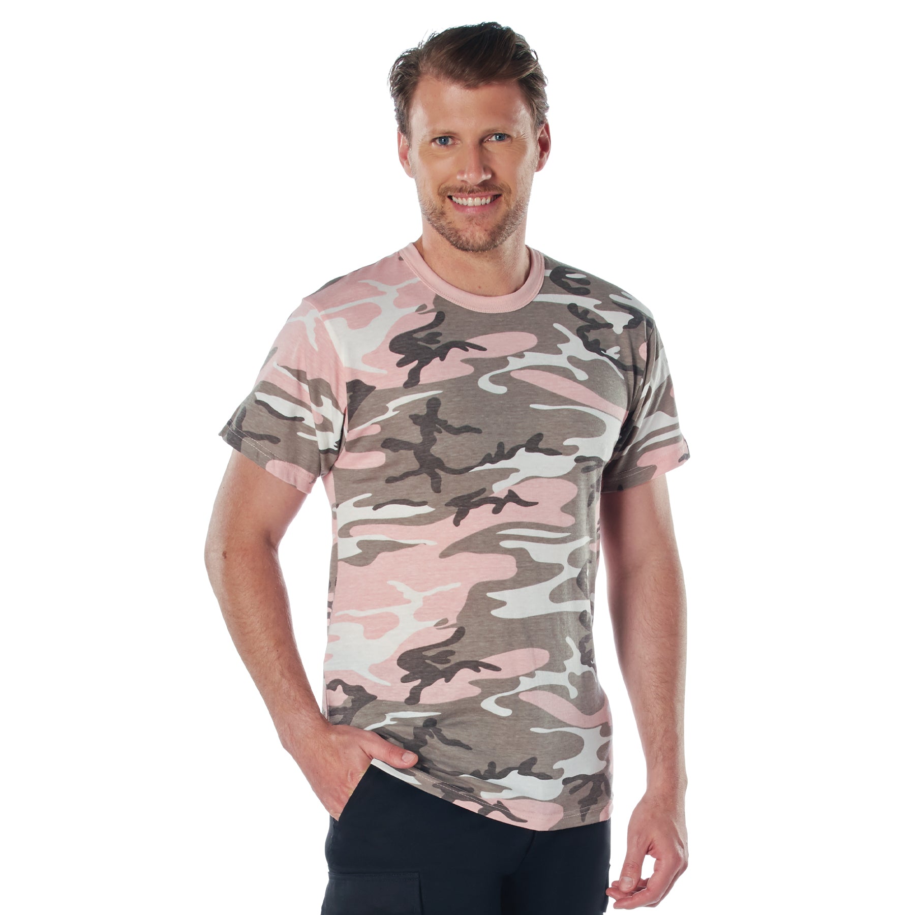 Camo Poly/Cotton T-Shirts Subdued Pink Camo