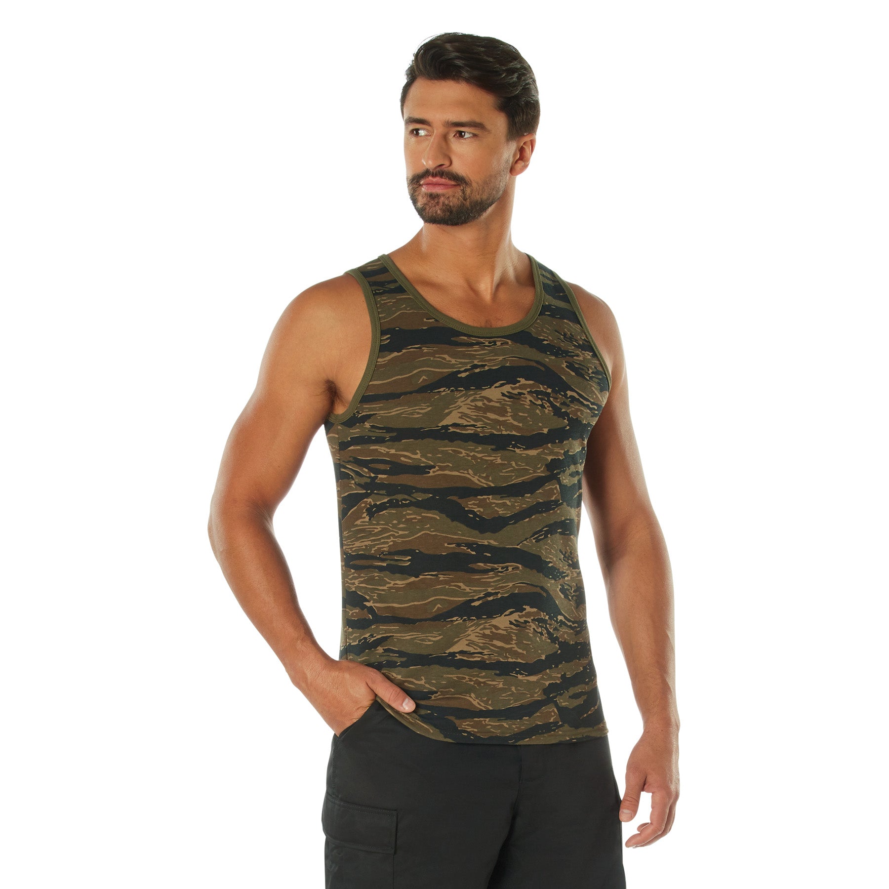 Camo Poly/Cotton Tank Tops Tiger Stripe Camo