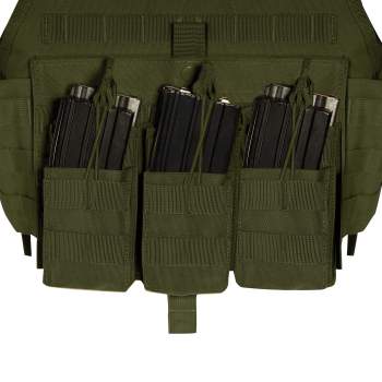 Army OD Green MOLLE Open Top Six Rifle Mag Pouch