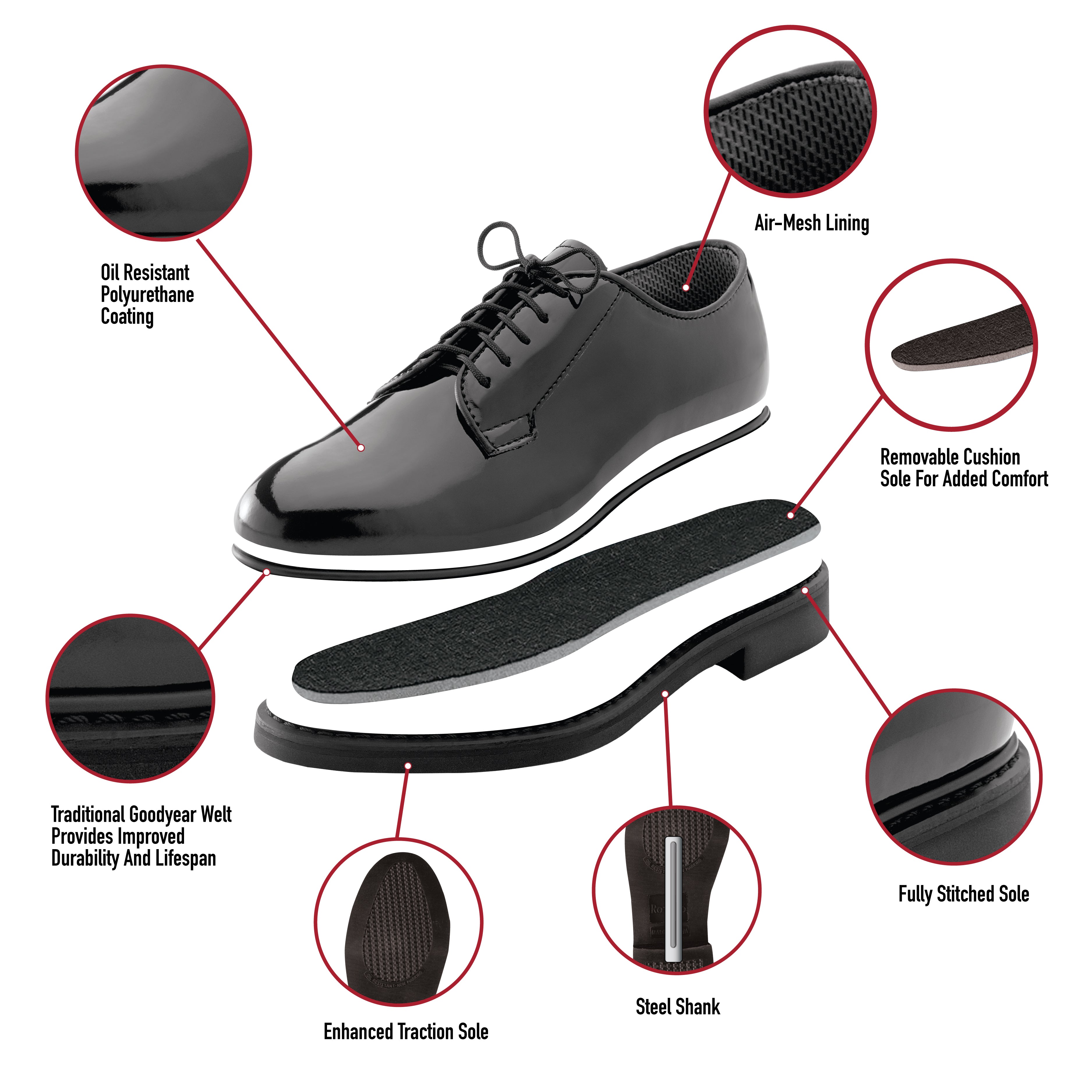 Uniform Hi-Gloss Oxford Dress Shoes