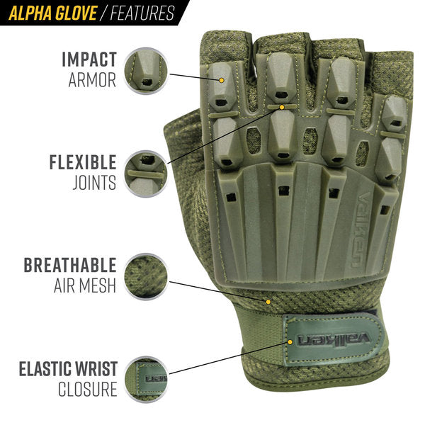 Army OD Green Alpha Half Finger Gloves