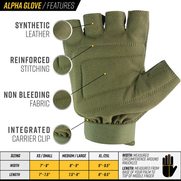 Army OD Green Alpha Half Finger Gloves