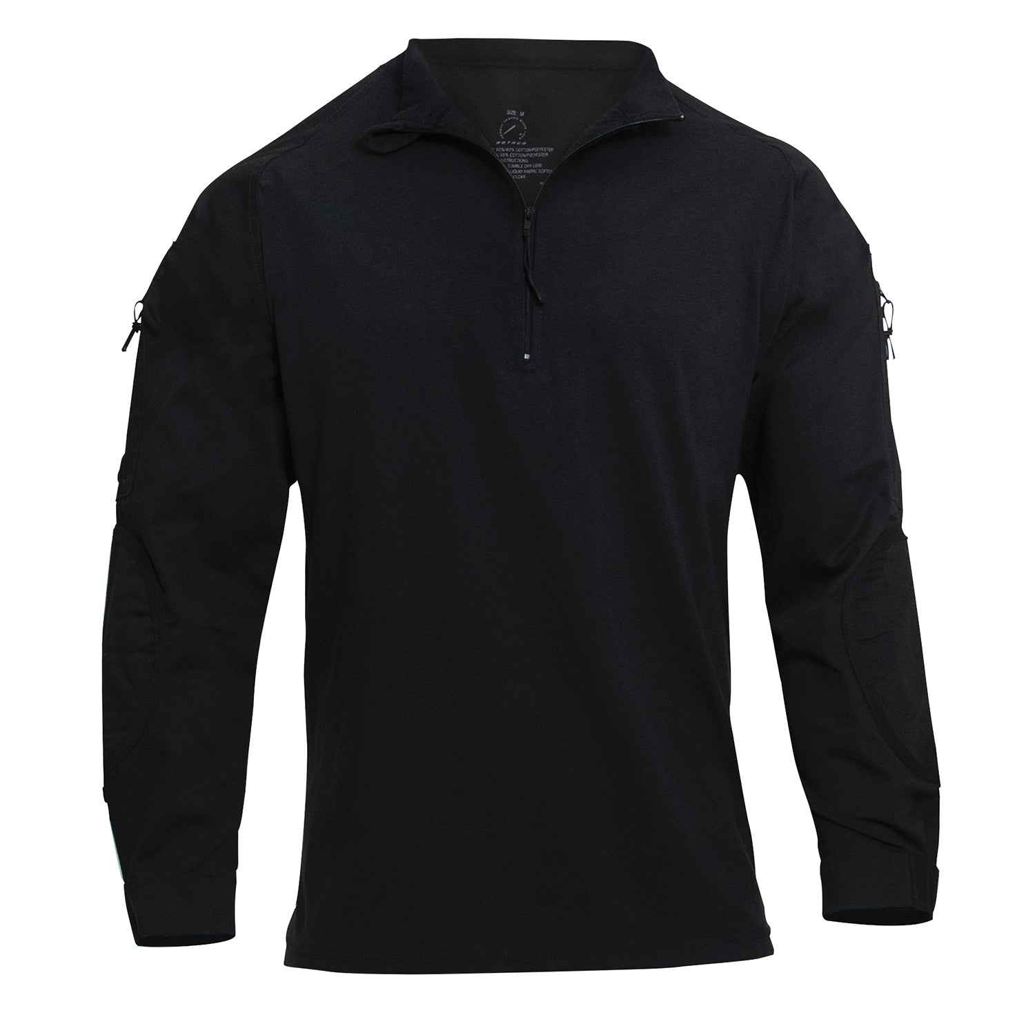 [1/4 Zip] Poly/Cotton Tactical Combat Shirts Black