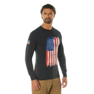 Poly/Cotton US Flag Athletic Fit Long Sleeve Shirts