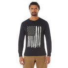 Poly/Cotton US Flag Athletic Fit Long Sleeve Shirts Black