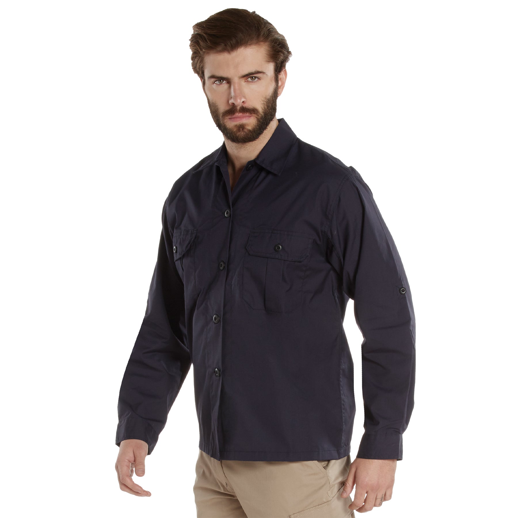 Lightweight Poly/Cotton Rip-Stop Tactical Shirts Midnight Navy Blue