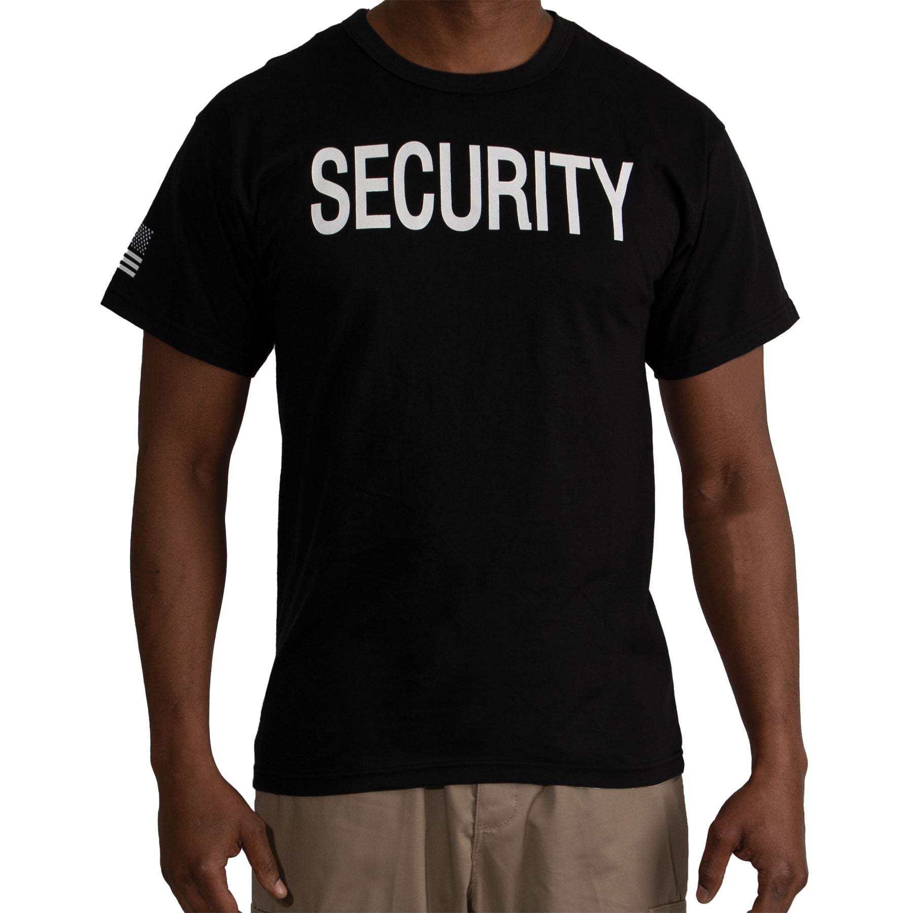 [Public Safety] Poly/Cotton 2-Sided Security & Flag T-Shirts Security White - Black