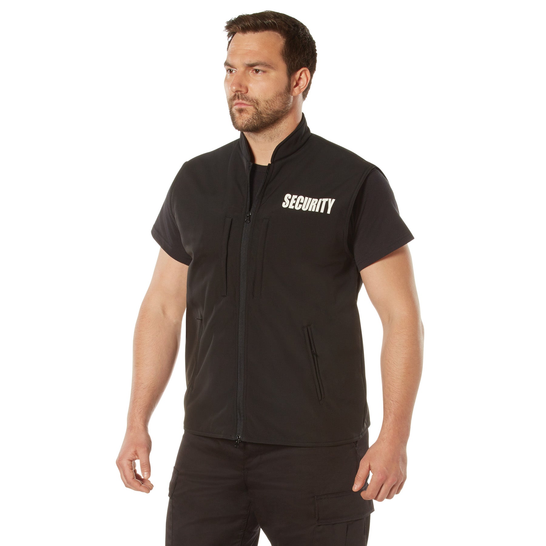 [Public Safety] Poly Security Concealed Carry Soft Shell Vests Security White - Black