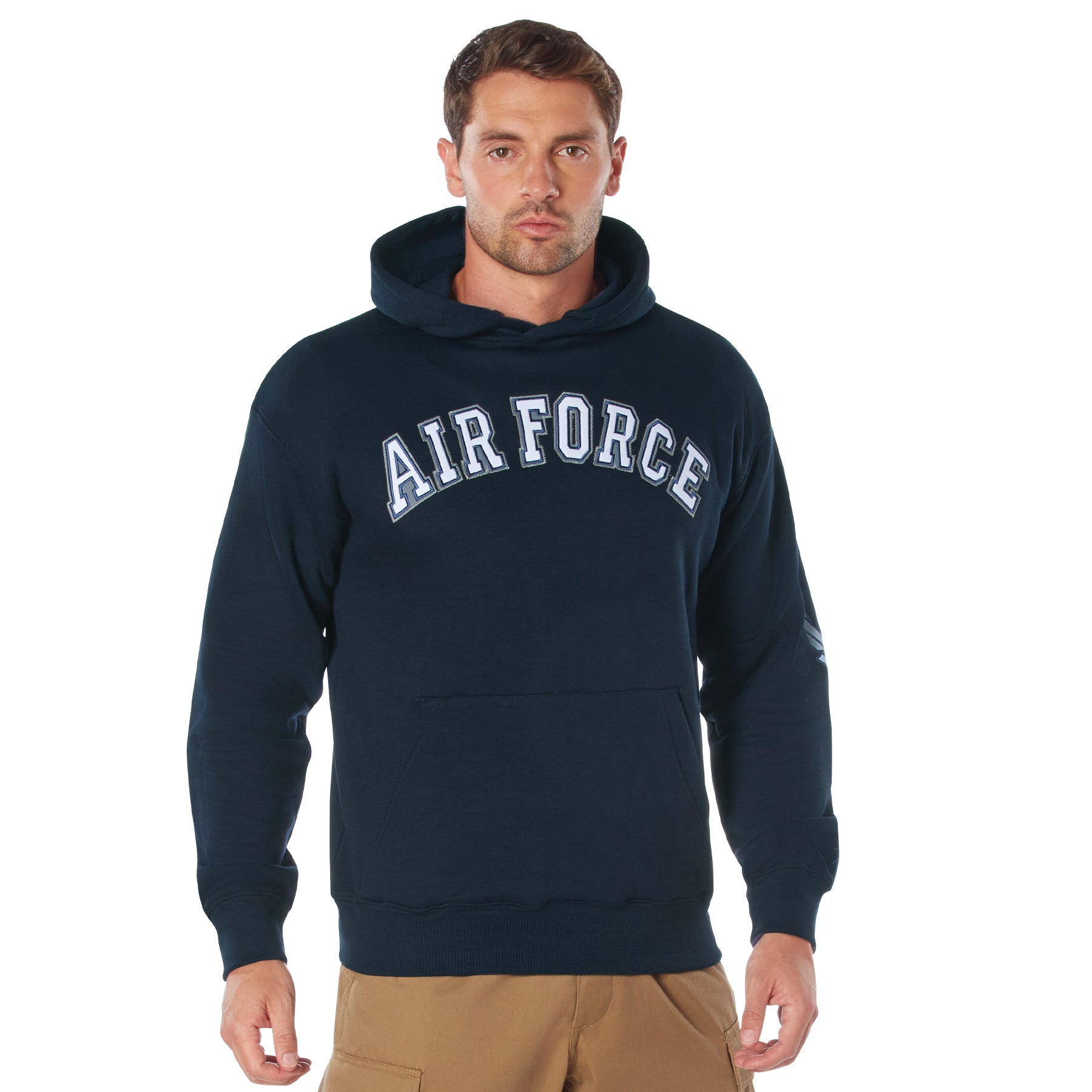 Poly/Cotton Military Air Force Embroidered Hooded Sweatshirts Navy Blue