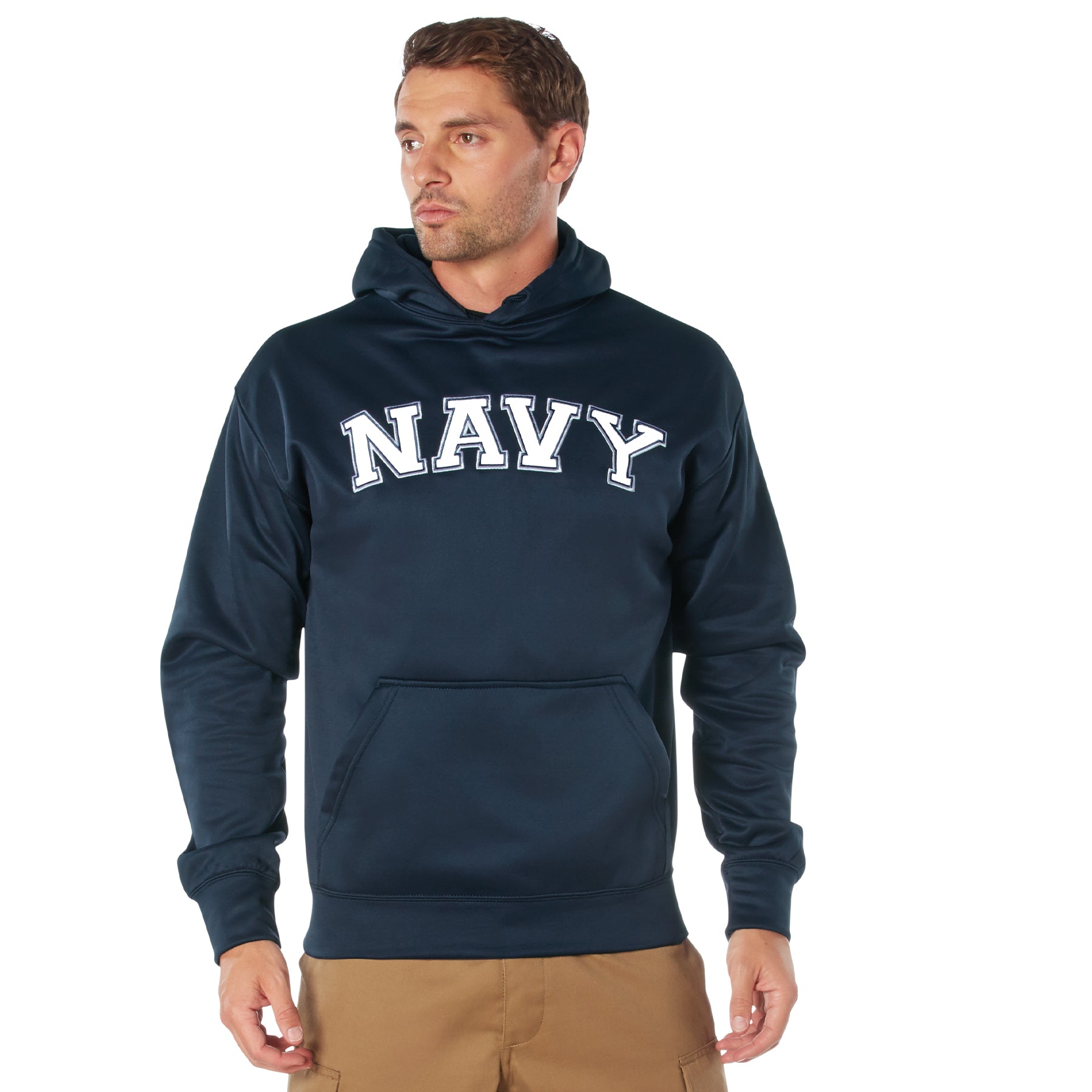 Poly Military Navy Embroidered Hooded Sweatshirts