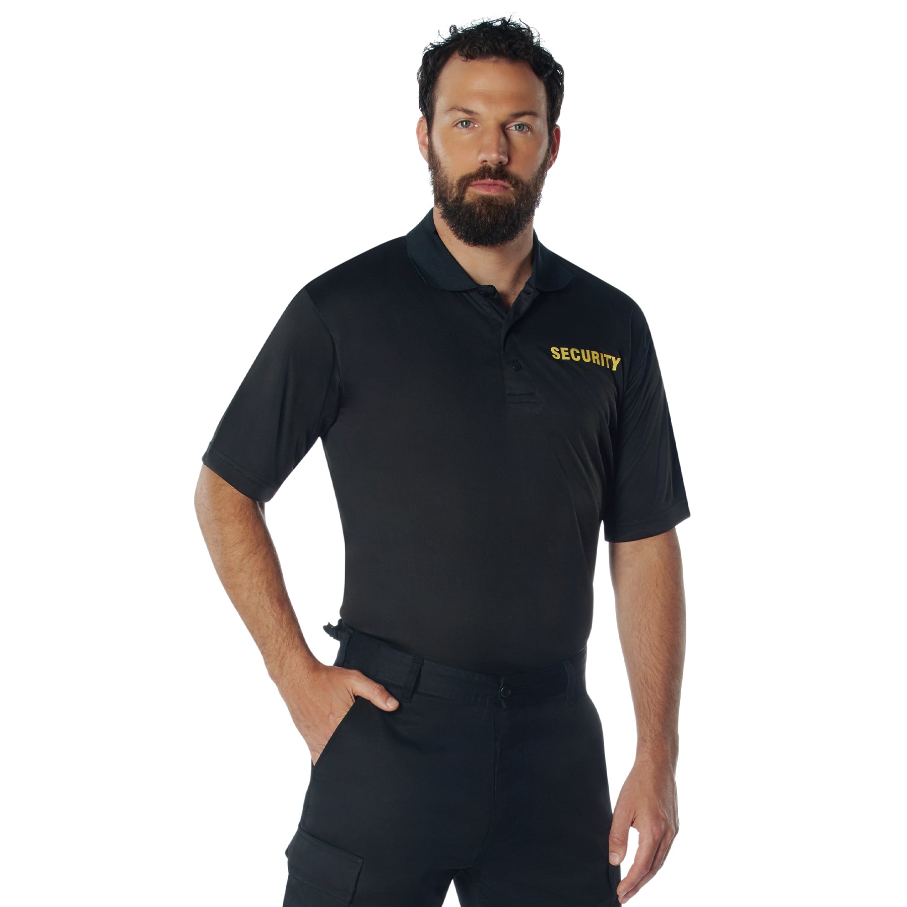 [Public Safety] Poly Moisture Wicking Security Polo T-Shirts Security Yellow - Black