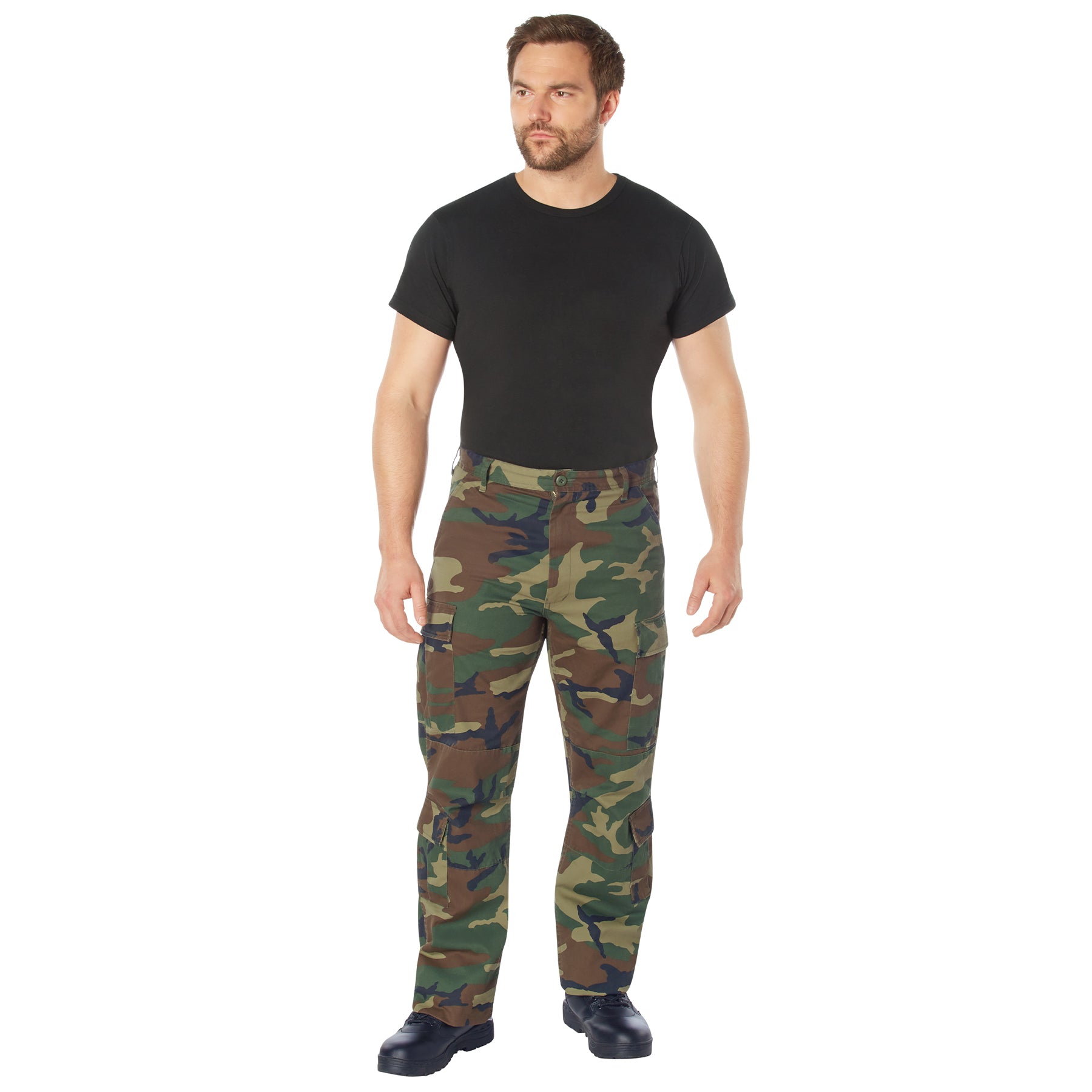 [Vintage Paratrooper] Camo Poly/Cotton Cargo Fatigue BDU Pants Woodland Camo