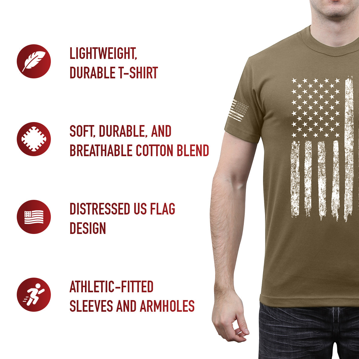 Poly/Cotton US Flag Athletic Fit T-Shirts