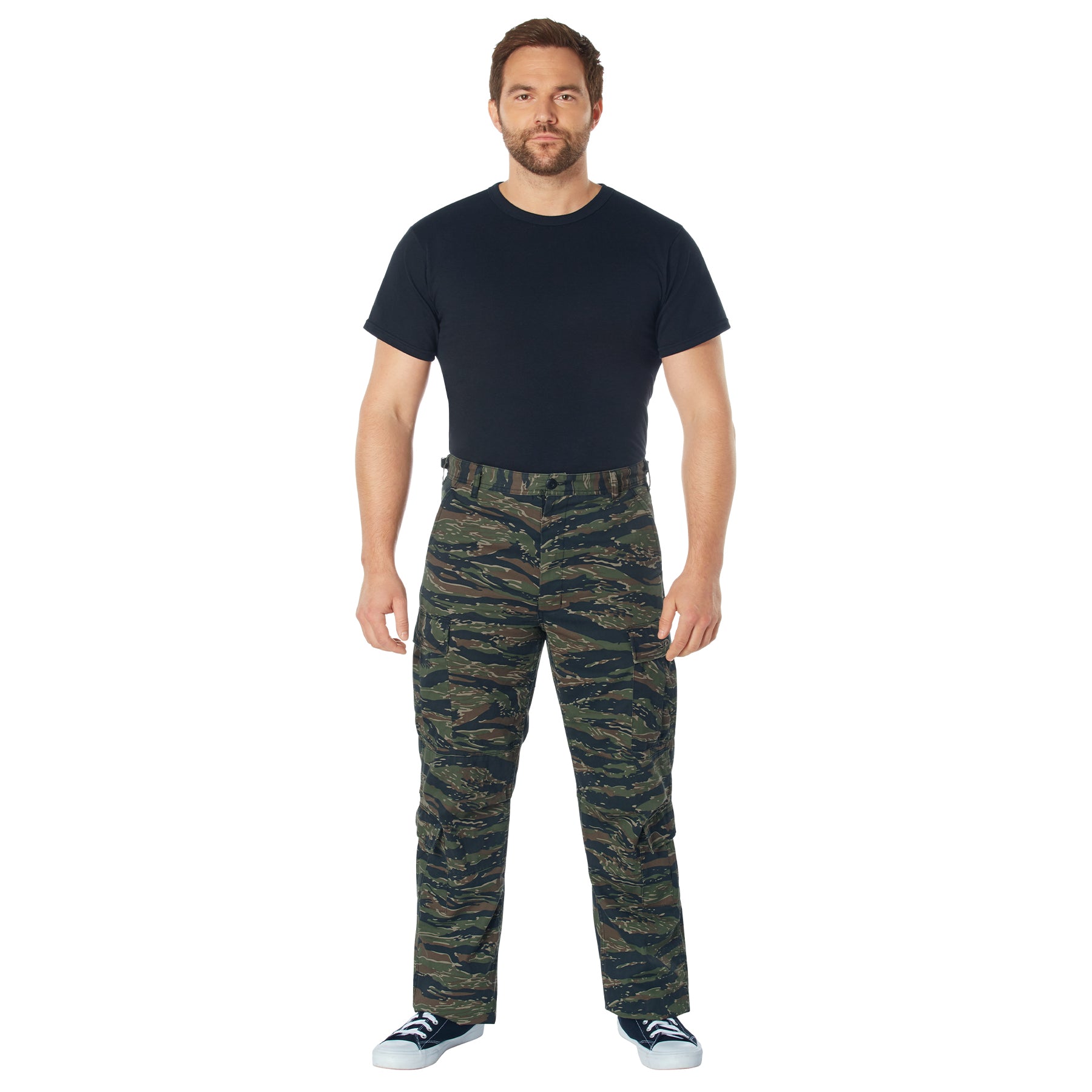[Vintage Paratrooper] Camo Poly/Cotton Cargo Fatigue BDU Pants Tiger Stripe Camo