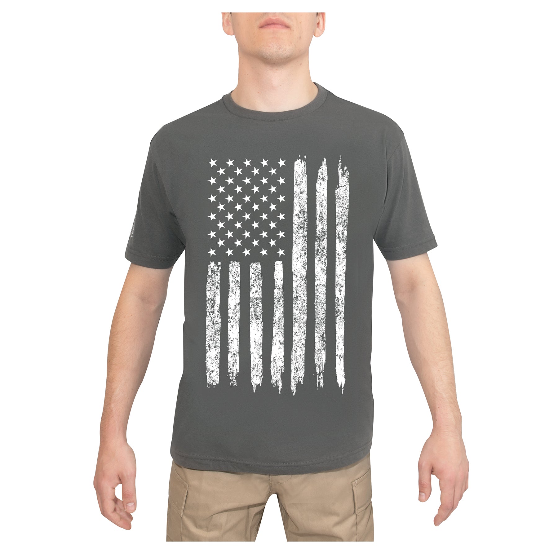 Poly/Cotton US Flag Athletic Fit T-Shirts Charcoal Grey