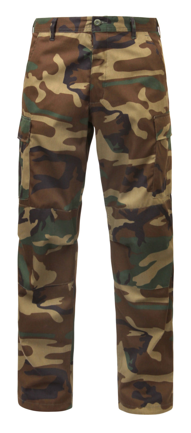 [Relaxed Fit Zipper Fly] Camo Poly/Cotton Tactical BDU Pants Woodland Camo