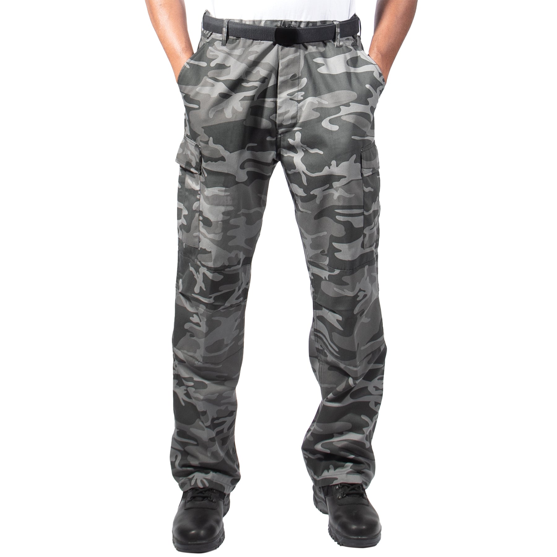 [Relaxed Fit Zipper Fly] Camo Poly/Cotton Tactical BDU Pants Black Camo