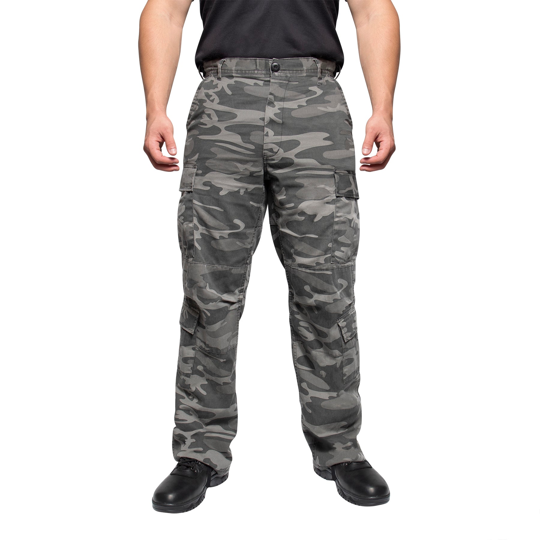 [Vintage Paratrooper] Camo Poly/Cotton Cargo Fatigue BDU Pants Black Camo