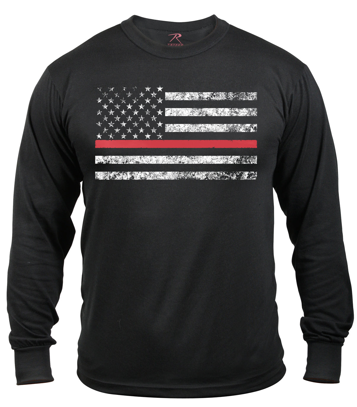 [Public Safety] Poly/Cotton Thin Red Line Long Sleeve Shirts First Responder Red Line - Black