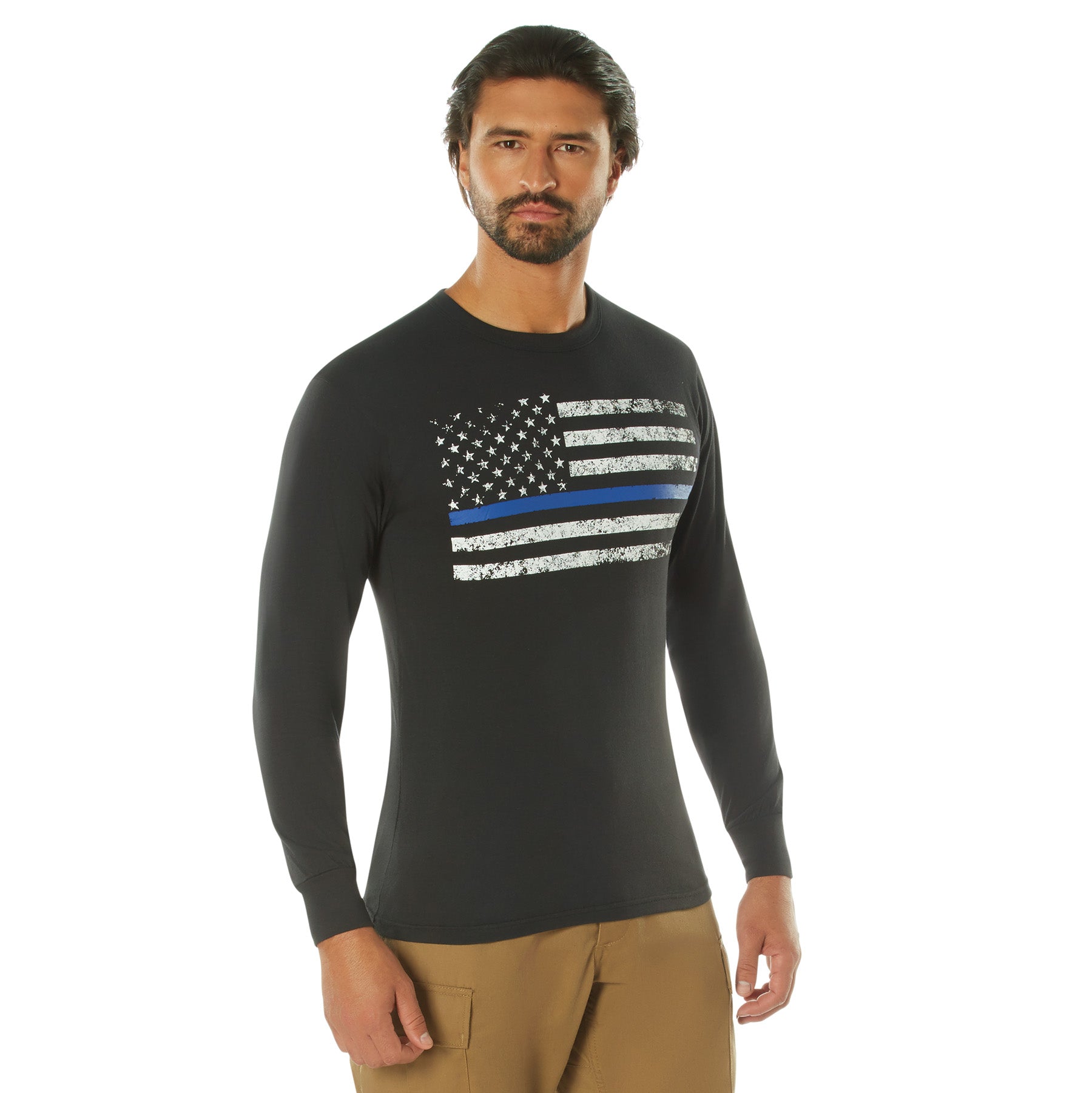 [Public Safety] Poly/Cotton Thin Blue Line Long Sleeve Shirts